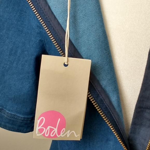 New Boden stretchy denim pleated a-line dress 2 - Picture 8 of 10